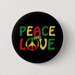PEACE and LOVE, reggae style 2 Inch Round Button