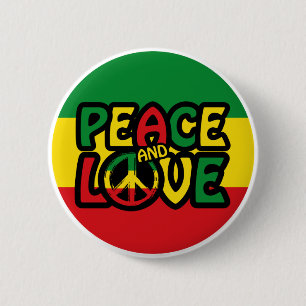 PEACE and LOVE, reggae style 2 Inch Round Button