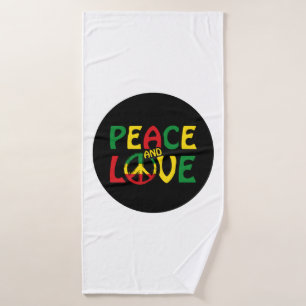 PEACE and LOVE, reggae style Bath Towel