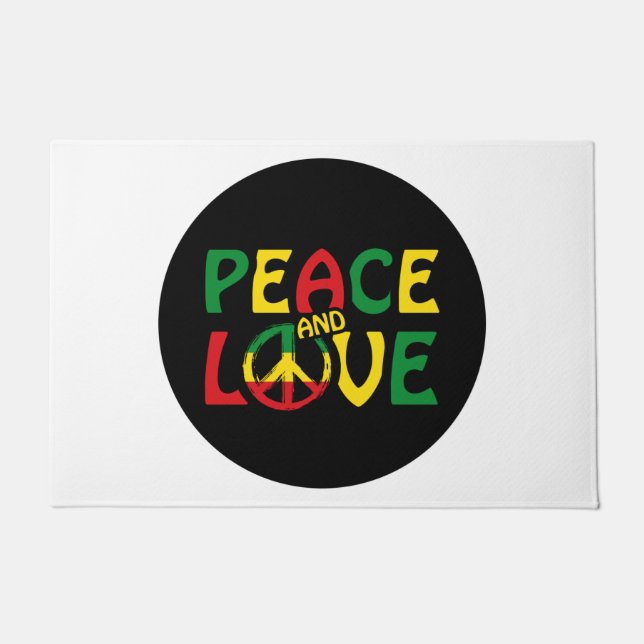 PEACE and LOVE, reggae style Doormat (Front)