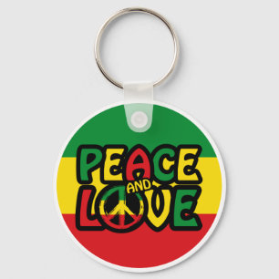 PEACE and LOVE, reggae style Keychain
