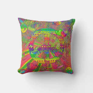 Peace and Love Square Throw Pillow