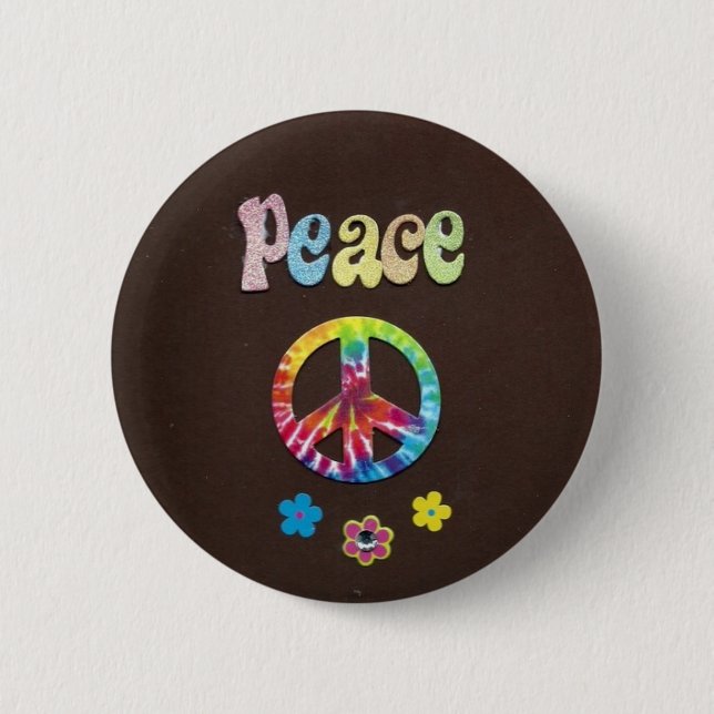 Peace and Love, the Sixties. 2 Inch Round Button (Front)