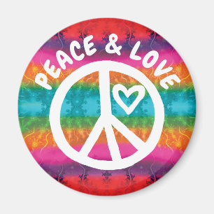 Peace and Love Tie Dye Stripes Magnet