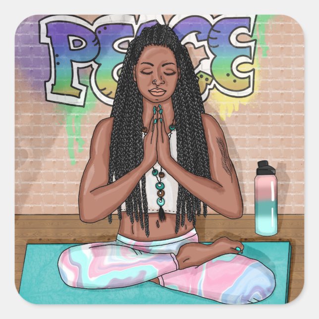 Peace and Meditation Urban Art    Square Sticker (Front)