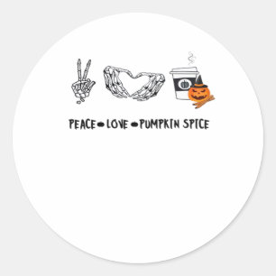 Peace And Pumpkin Spice, Halloween Skeletons Class Classic Round Sticker