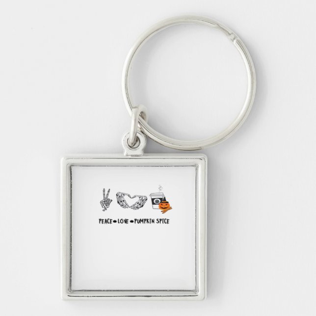 Peace And Pumpkin Spice, Halloween Skeletons Class Keychain (Front)