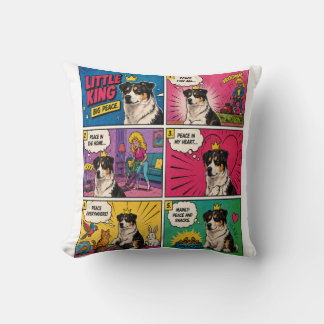 Peace And Snacks Comic Dog Throw Pillow