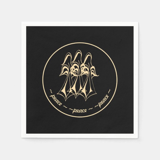Peace! Angel Black Gold Napkin (Front)