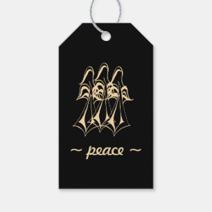 Peace! Angel   Gold on Black Gift Tags