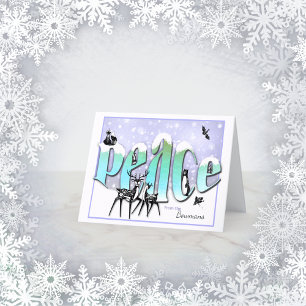 Peace animals personalized Christmas holiday card