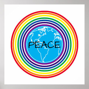 Peace Around the World Rainbow Personalized Poster