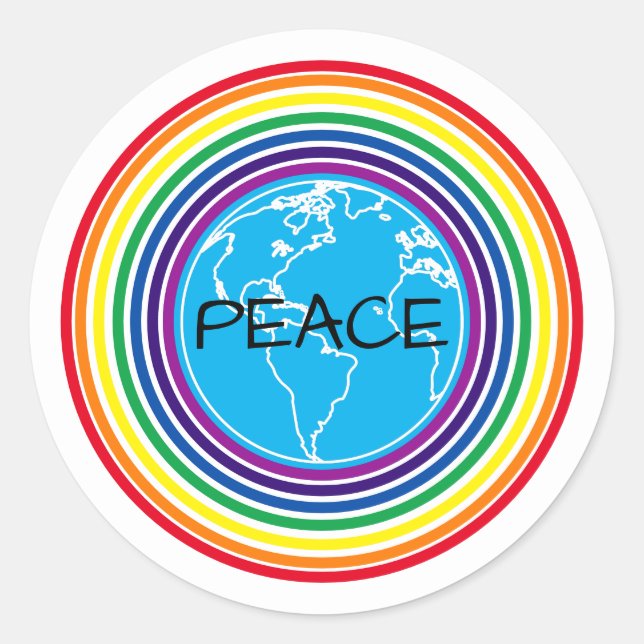 Peace Around the World Rainbow Personalized Poster Classic Round Sticker (Front)