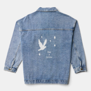 Peace At Christmas With Dove In Flight White Logo Denim Jacket