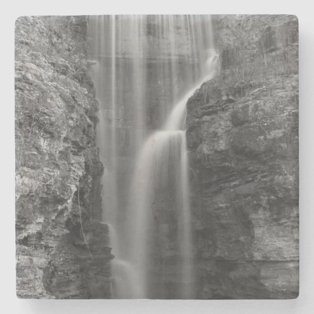 Peace At Indian Cliff Grayscale Stone Coaster (Front)