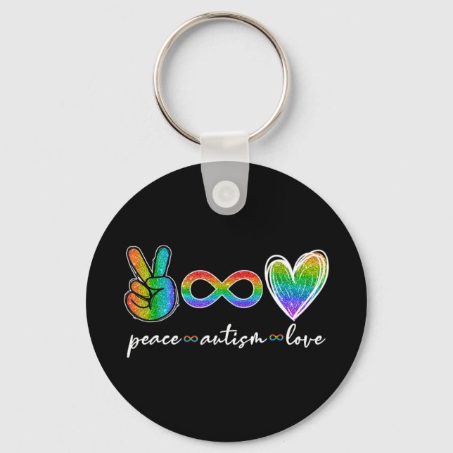 Peace Autism Love Autism Awareness T-Shirt feature Keychain (Front)