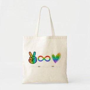 Peace Autism Love Autism Awareness T-Shirt feature Tote Bag