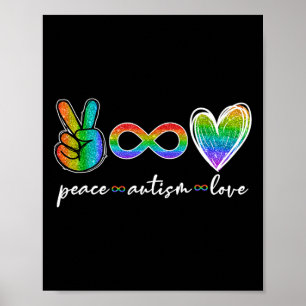 Peace Autism Love Infinity Symbol Autism Awareness Poster