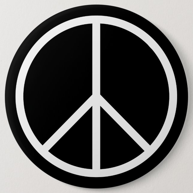 Peace B&W 6 Inch Round Button (Front)