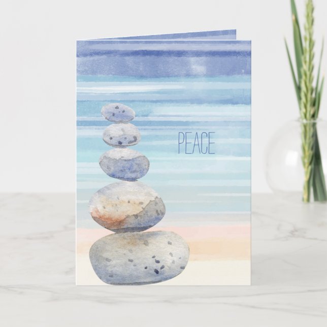 Peace, Balanced Rocks, Seaside, Change Greeting Card (Front)