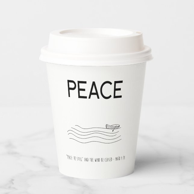 Peace Be still Boat in water Paper Cups (Front)