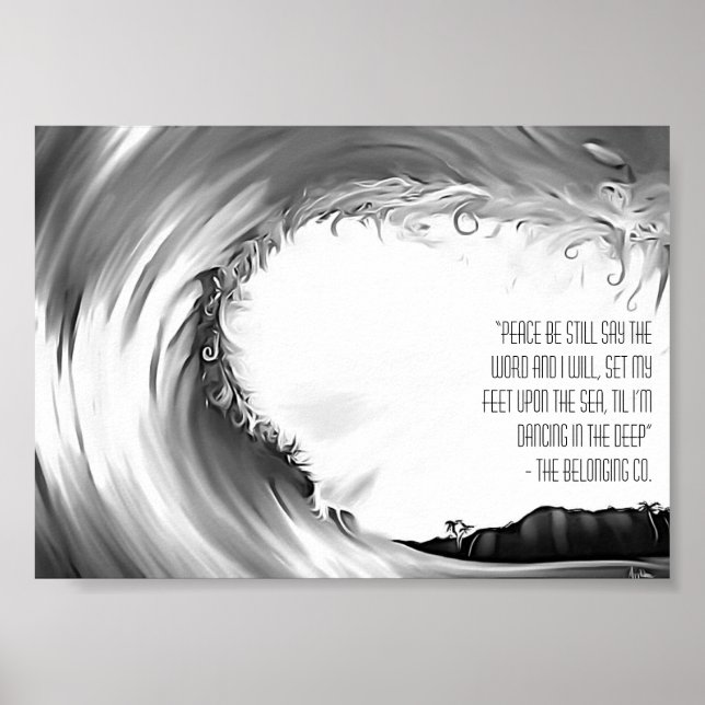 Peace be still, breaking wave adult colouring poster (Front)