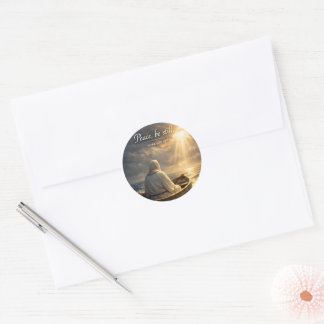 Peace, Be Still • Mark 4:39 KJV • Christian Round  Classic Round Sticker