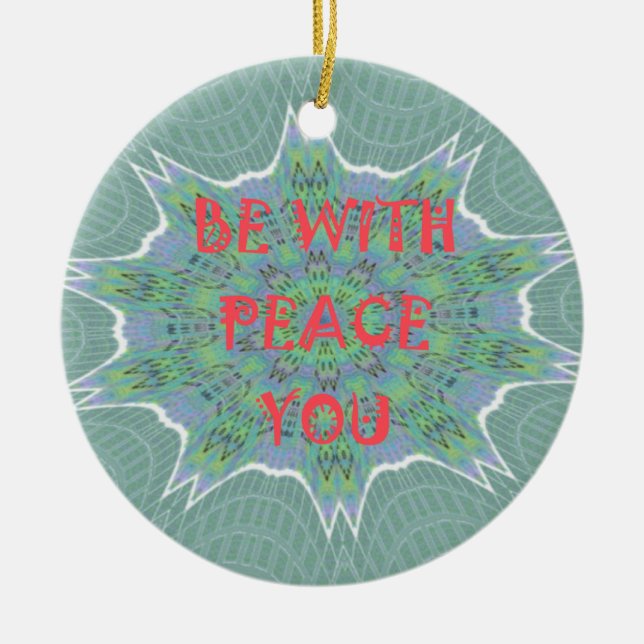Peace Be With You African Print Motif Art Design  Ceramic Ornament (Front)