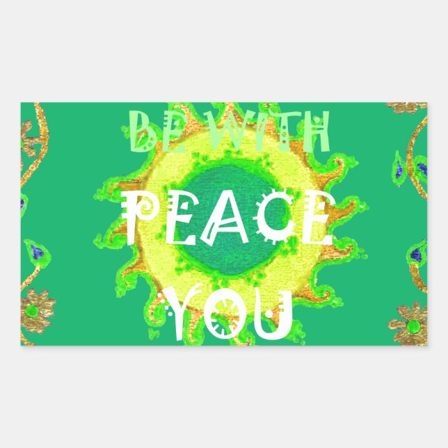 Peace Be With You: Inspirational Green and Yellow  Sticker (Front)