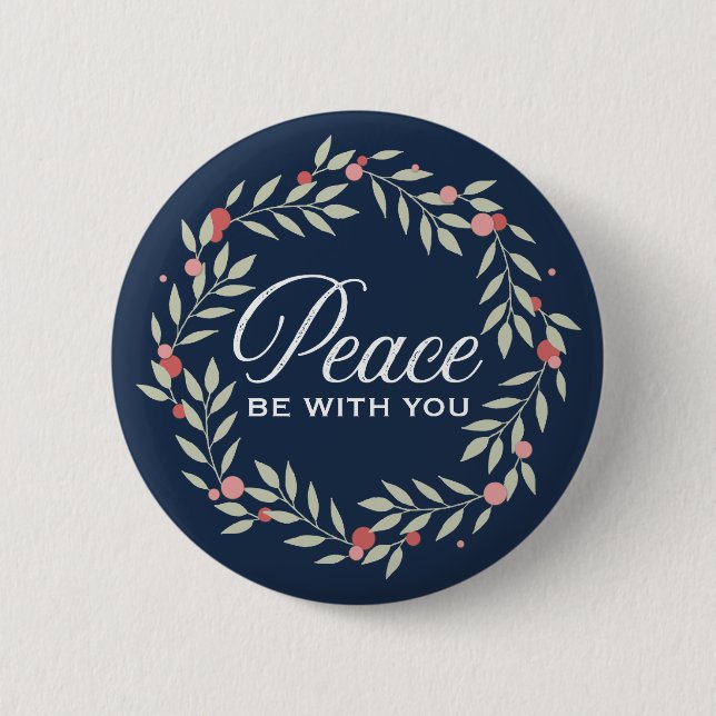 Peace Be With You Wreath 2 Inch Round Button (Front)