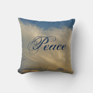 Peace Beautiful Bright Blue Sky Photo White Clouds Throw Pillow