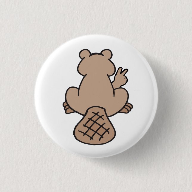 Peace Beaver 1 Inch Round Button (Front)