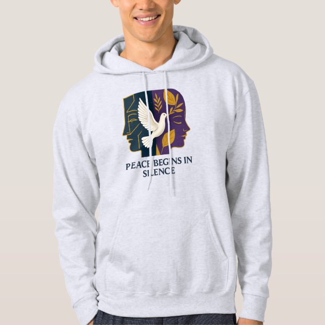 Peace Begins in Silence Dove Hoodie (Front)