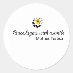Peace Begins With a Smile Mother Teresa Quote Classic Round Sticker