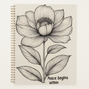 Peace Begins Within – Elegant Floral Line Art Note Planner