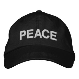 Peace black & white minimalist modern custom text embroidered hat