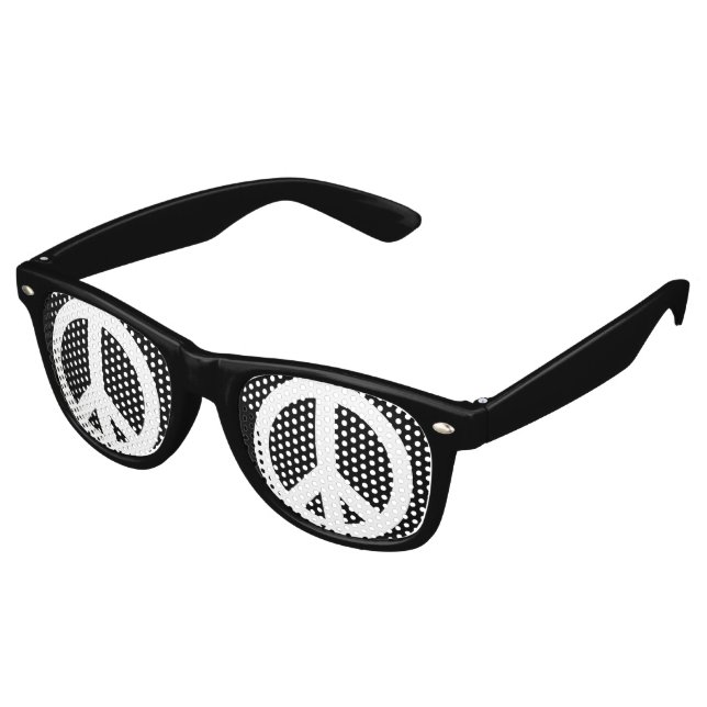Peace Black & White Retro Sunglasses (Angled)