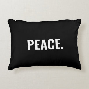 Peace black white text minimalist anti war custom accent pillow