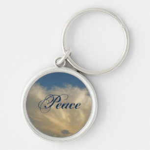 Peace Blue Skies Fluffy Clouds Photo Cloudscape Keychain