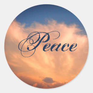 Peace Blue Sky and Pink Fluffy Clouds Celestial Classic Round Sticker