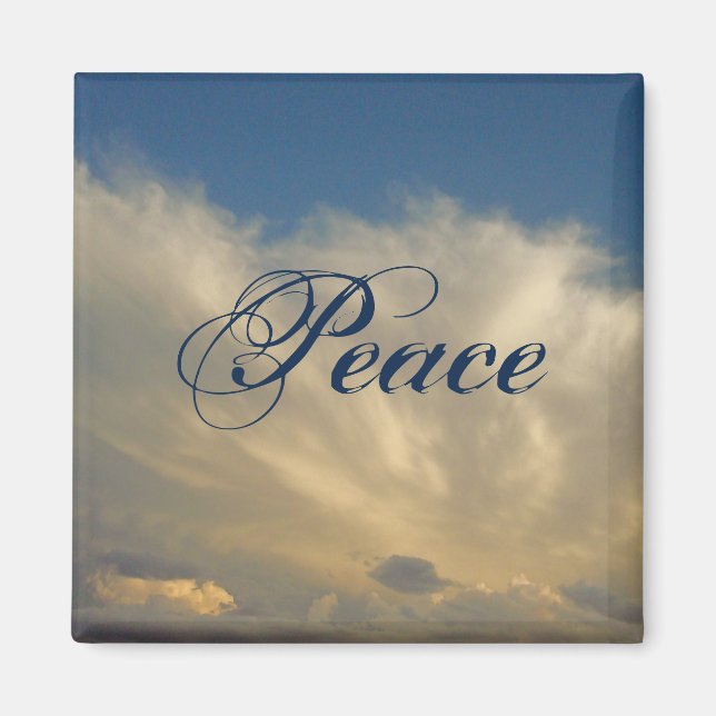 Peace Blue Sky White Fluffy Cloud Photo Nature Magnet (Front)