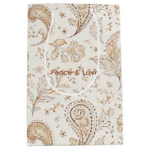 Peace Bohemian Hippie Sixties Paisley Birthday Medium Gift Bag