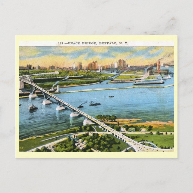 Peace Bridge, Buffalo 1924 Vintage Postcard (Front)