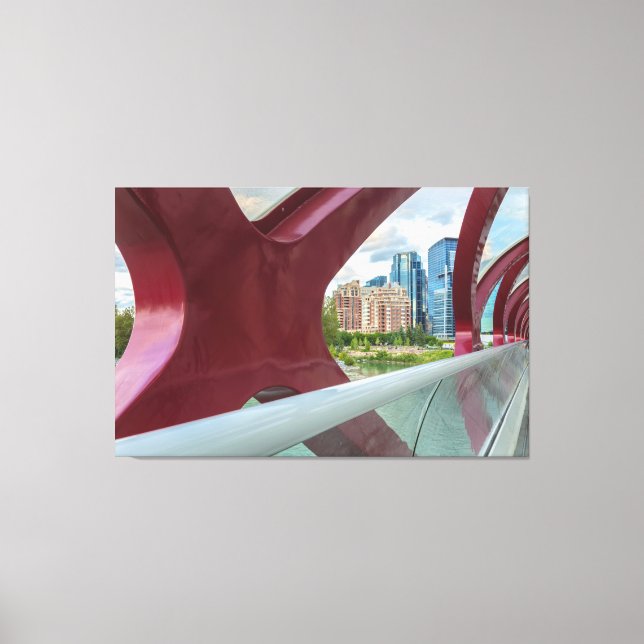 Peace Bridge view of Calgary skyline Canvas Print (Front)