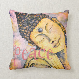 Peace Buddha Watercolor Art Throw Pillow