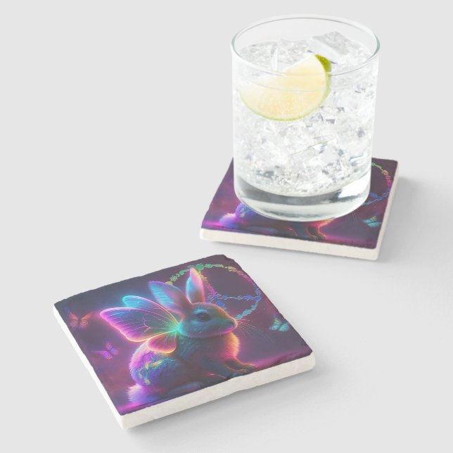 Peace Bunny Stone Coaster (Side)