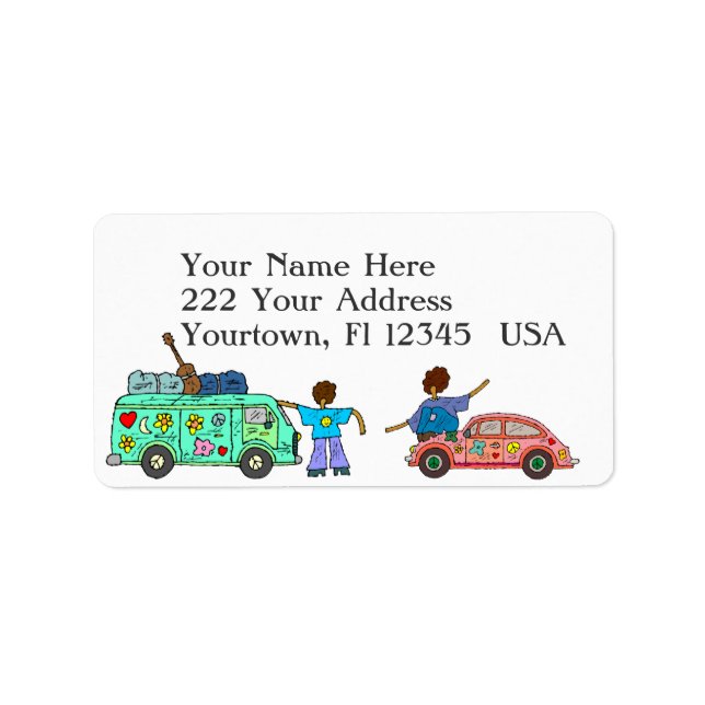 Peace Bus Retro  Address Label (Front)