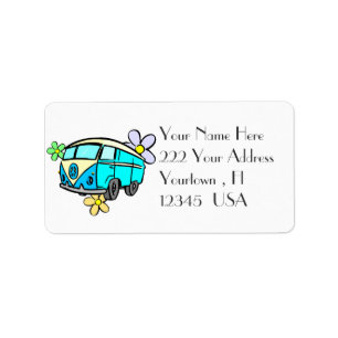 Peace Bus Retro  Address Label