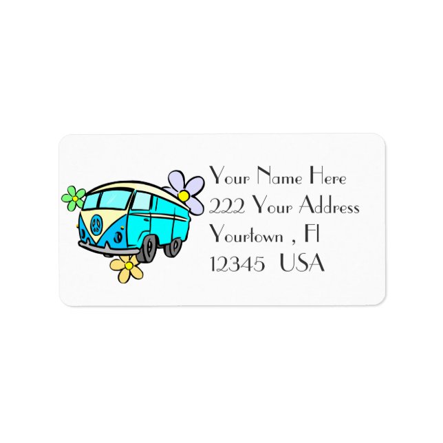 Peace Bus Retro  Address Label (Front)