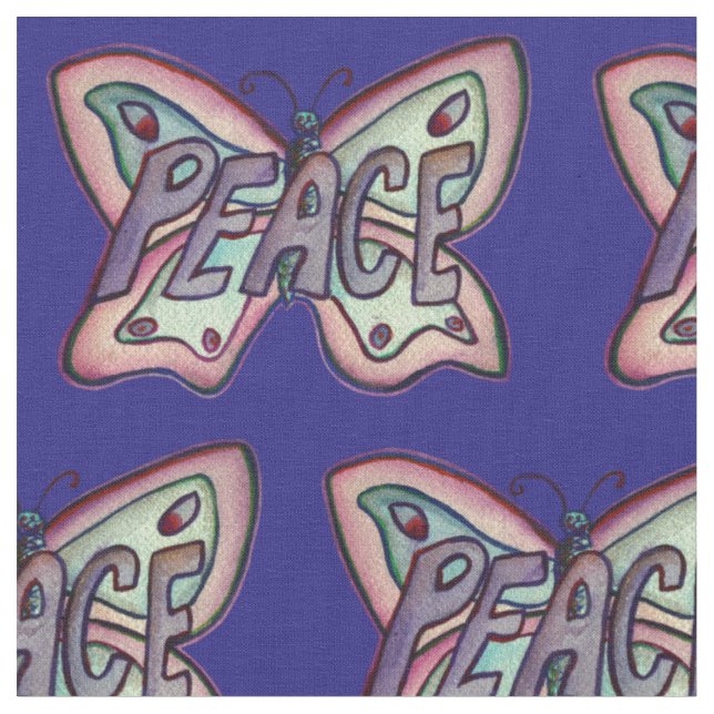 Peace Butterfly Inspirational Art Fabric Material (Close Up)